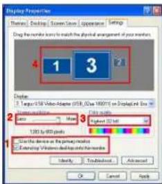 TARGUS ACP51EUZ - Controlar a Visualizaçãoutilizando Windows Display Properties (Propriedades de Visualizaçao do Windows) (para Windows XP e Windows Vista) - 2