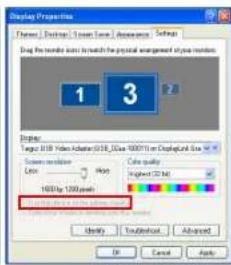 TARGUS ACP51EUZ - Kontrollere displayet via Egenskaper for skjerm i Windows (for Windows XP og Vista) - 9