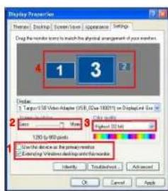 TARGUS ACP51EUZ - De beeldschermweergave controlleren met behulp van Eigenschappen voor Beeldscherm van Windows (voort Windows XP en Windows Vista) - 2