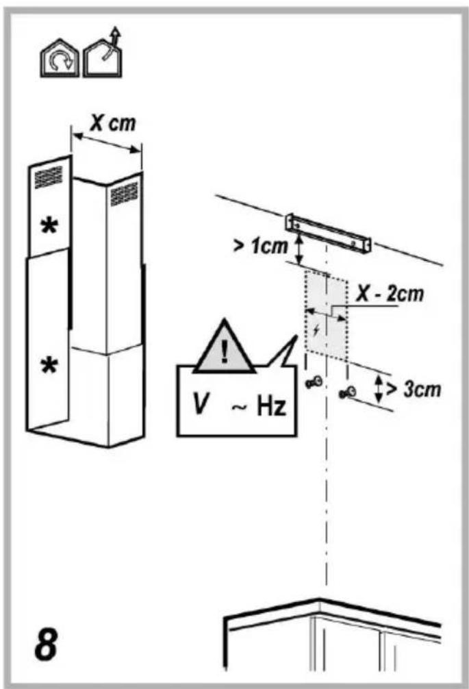 X cm * * > 1cm X - 2cm V ~ Hz > 3cm 8