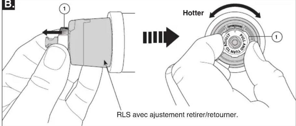 DELTA T13220CDN - Réglage de la butée anti-échaudage—Identifier de Limite de Rotation type RSL des pages 6-7. - 1