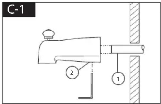 DELTA T14438SS - INSTALLATION DU BEC DE BAIGNOIRE : - 1