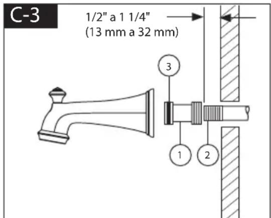 DELTA T14438SS - Instalacion de la Cabeza de la Regadera y el Surtidor de la Bañera - 3
