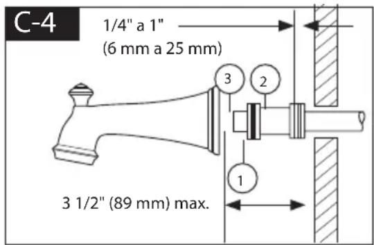 DELTA T14438SS - Instalacion de la Cabeza de la Regadera y el Surtidor de la Bañera - 4