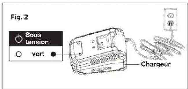 Sun Joe 24VWSBLTE - Comment charger la batterie - 2