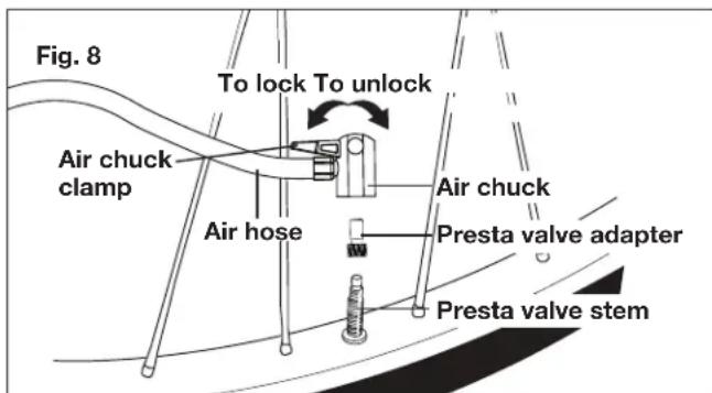 Sun Joe 24VAJCLTW - To use the Presta valve adapter: - 2