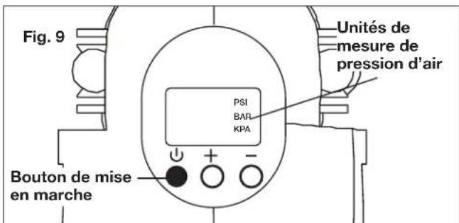 Sun Joe 24VAJCLTW - Pour passer d'une unité de mesure à l'autre (psi, bar, kPa): - 1