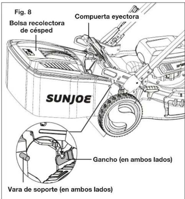 Sun Joe 24VX221LMSP - Instalacion de bolsa recolectora de cesped - 2