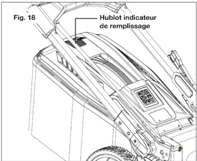 Sun Joe 24VX221LMSP - Indicateur de niveau de remplissage du sac à herbe - 1