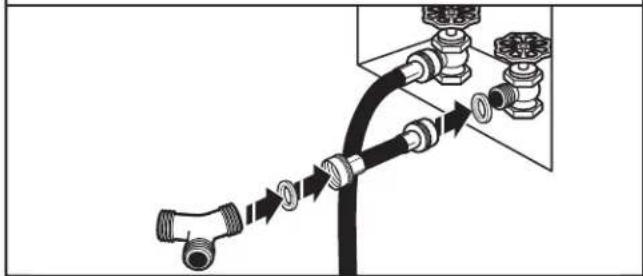 WHIRLPOOL YWED5100HC - Sujete la manguera corta y el conector en "Y". - 1