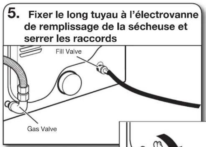 WHIRLPOOL YWED5100HC - Fixer le long tuyau au raccord en « Y » et serrer les raccords - 2