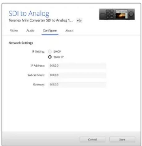 Blackmagic Design Teranex Mini 1 - Modificación de los ajustes de red mediante el puerto USB - 1