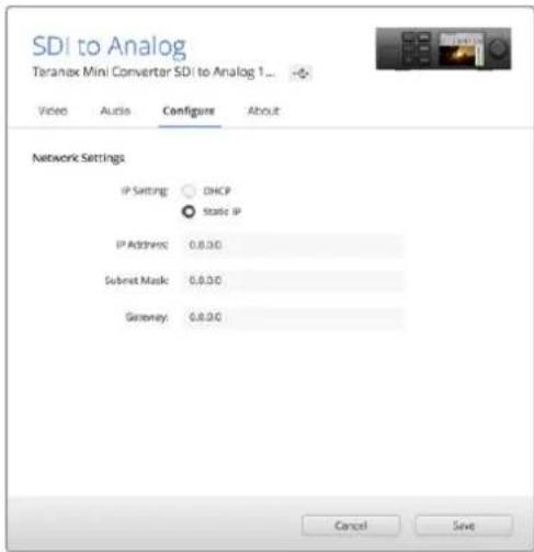 Blackmagic Design Teranex Mini 1 - La tab Configure - 1