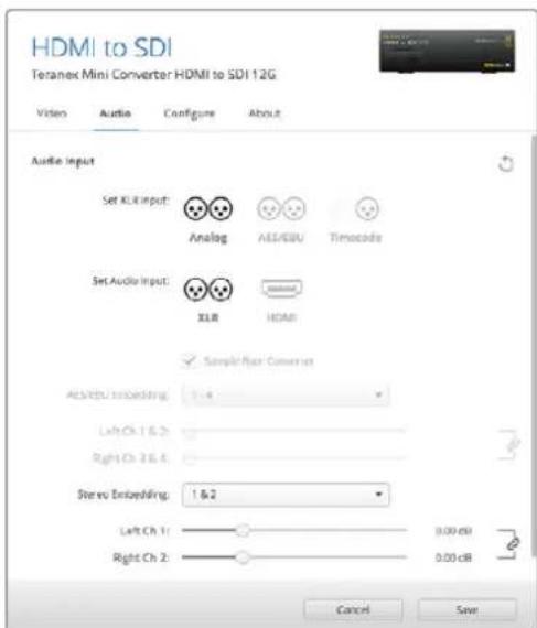 Blackmagic Design Teranex Mini 1 - Audio Input(音频输入)菜单 - 2