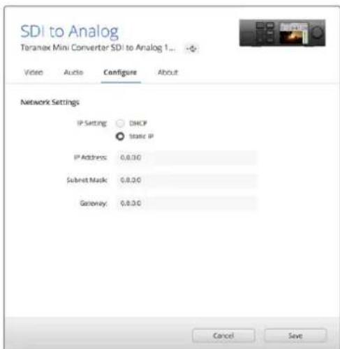 Blackmagic Design Teranex Mini 1 - Onglet Configure (Configuration) - 1