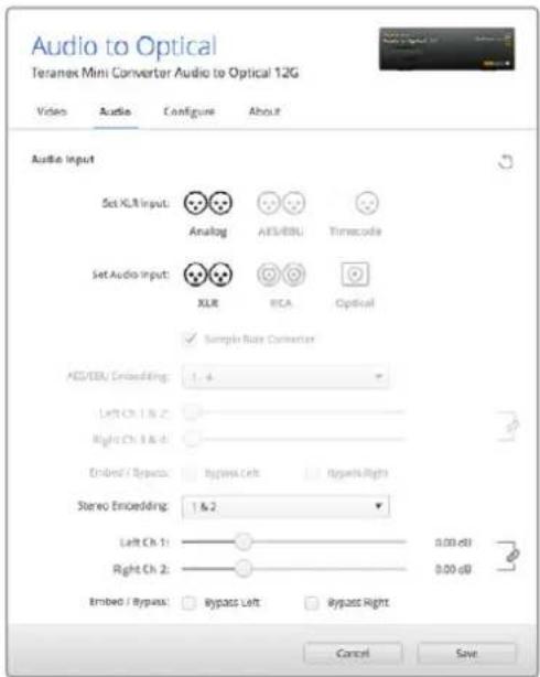 Blackmagic Design Teranex Mini 1 - Audio Input(音频输入)菜单 - 1