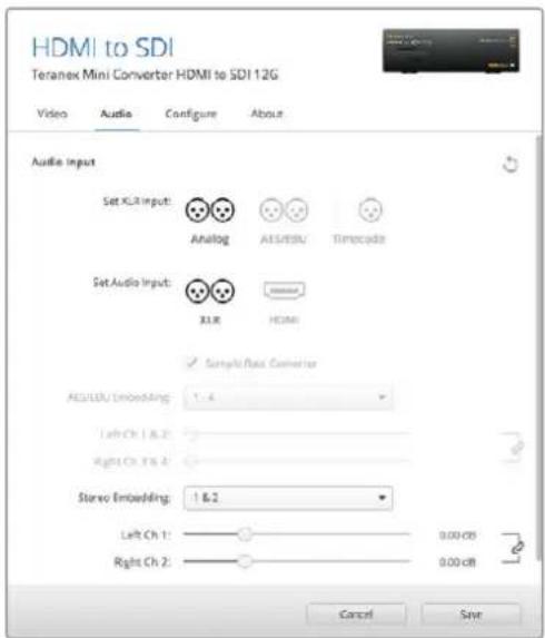 Blackmagic Design Teranex Mini 1 - "Set XLR Input" / "Set Audio Input" - 2