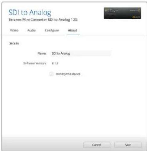 Blackmagic Design Teranex Mini 1 - Der Reiter „About" - 1