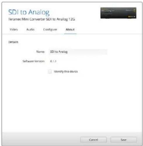 Blackmagic Design Teranex Mini 1 - About(关于)选项卡 - 1
