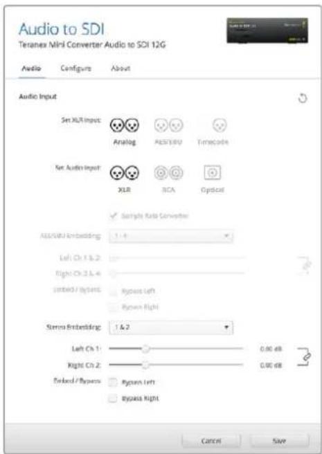 Blackmagic Design Teranex Mini 1 - Menu Audio Input - 1