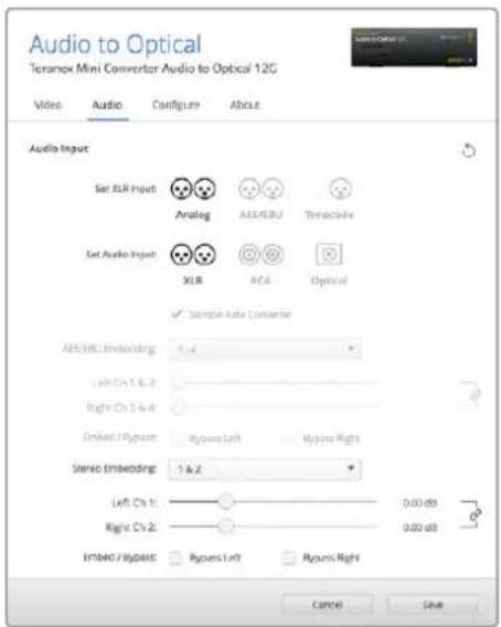 Blackmagic Design Teranex Mini 1 - Audio Input Menu - 1