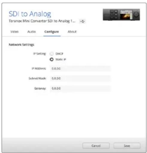 Blackmagic Design Teranex Mini 1 - Modifier les paramètres réseau via USB - 1