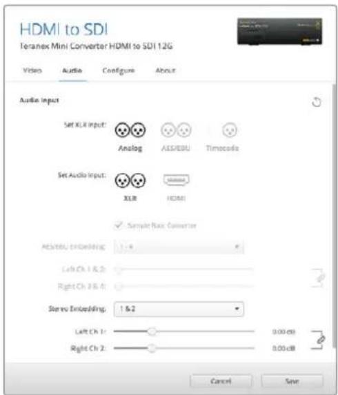 Blackmagic Design Teranex Mini 1 - Set XLR Input / Set Audio Input (XLR入力の設定 / 才一デイ才入力の設定) - 2