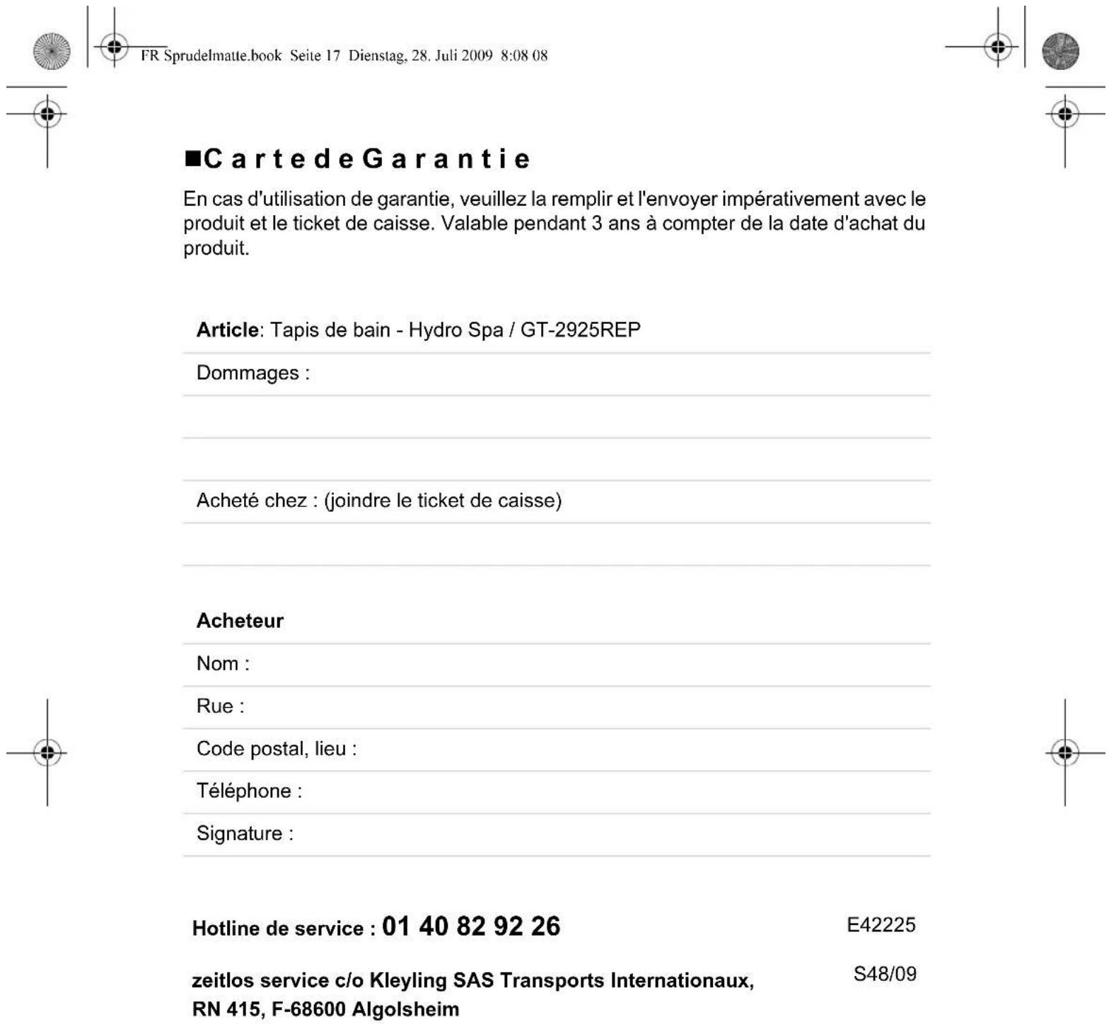 QUIGG GT2925REP - ■Conditions de la Garantie - 2