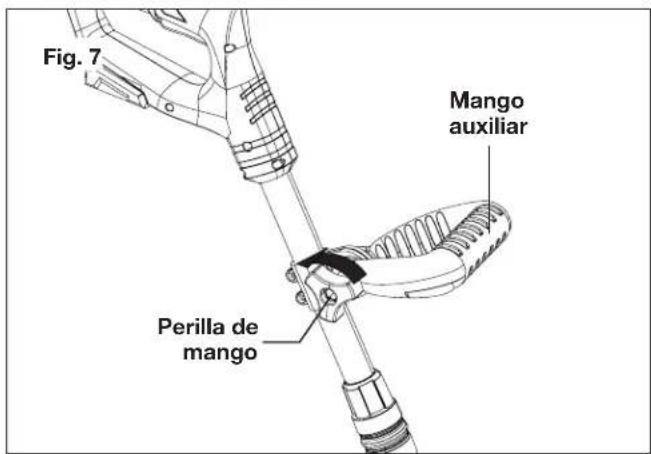 Sun Joe 24VTLRLTE - Ajuste del mango auxiliar - 1
