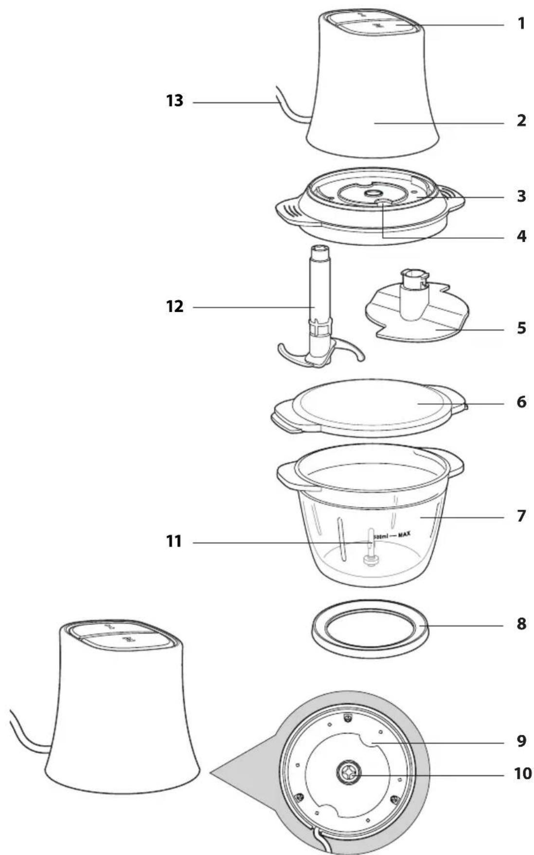 QUIGG GTMC07 - Teile und Bedienelemente - 1