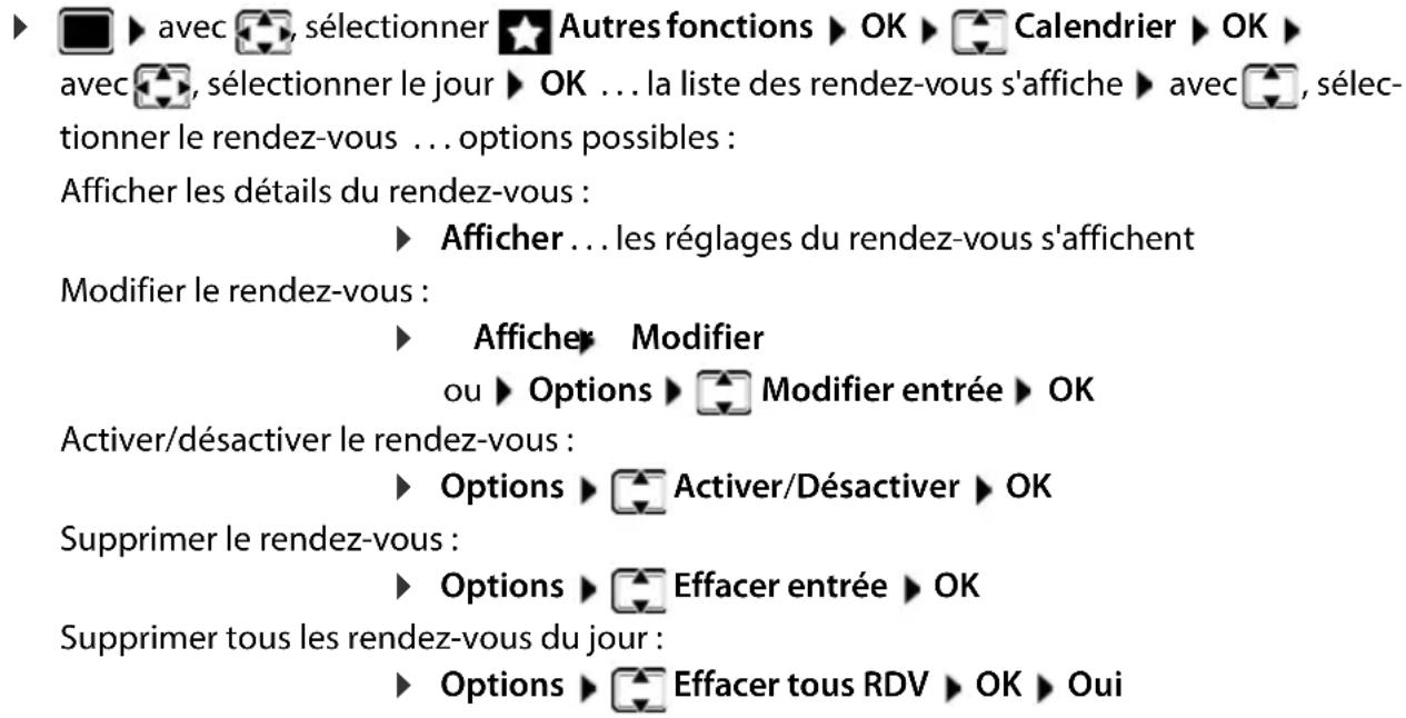 GIGASET Comfort 500HX - Afficher/modifier/supprimer des rendez-vous enregistrés - 1
