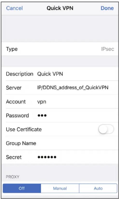 D-LINK Eagle Pro Ai M322 - Périphérique iOS Instructions de configuration du VPN - 3