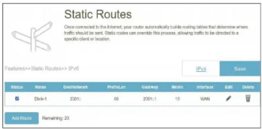 D-LINK Eagle Pro Ai M322 - Routes statiques - IPv6 - 1