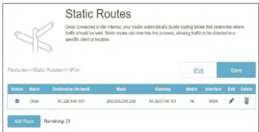 D-LINK Eagle Pro Ai M322 - Routes statiques - IPv4 - 1