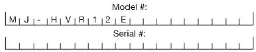 Sun Joe MJHVR12E - Model + Serial Numbers - 1