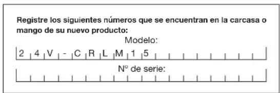 Sun Joe 24VCRLM15 - Modelo y número de serie - 1