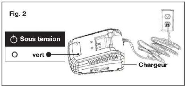 Sun Joe 24VCRLM15 - Comment charger la batterie - 2