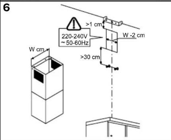 6 W cm 220-240V ~ 50-60Hz >1 cm W -2 cm >30 cm