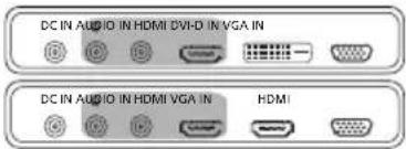 DC IN AUDIO IN HDMI DVI-D IN VGA IN DC IN AUDIO IN HDMI VGA IN HDMI
