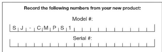 Sun Joe SJCMPS1 - Model and Serial Numbers - 1