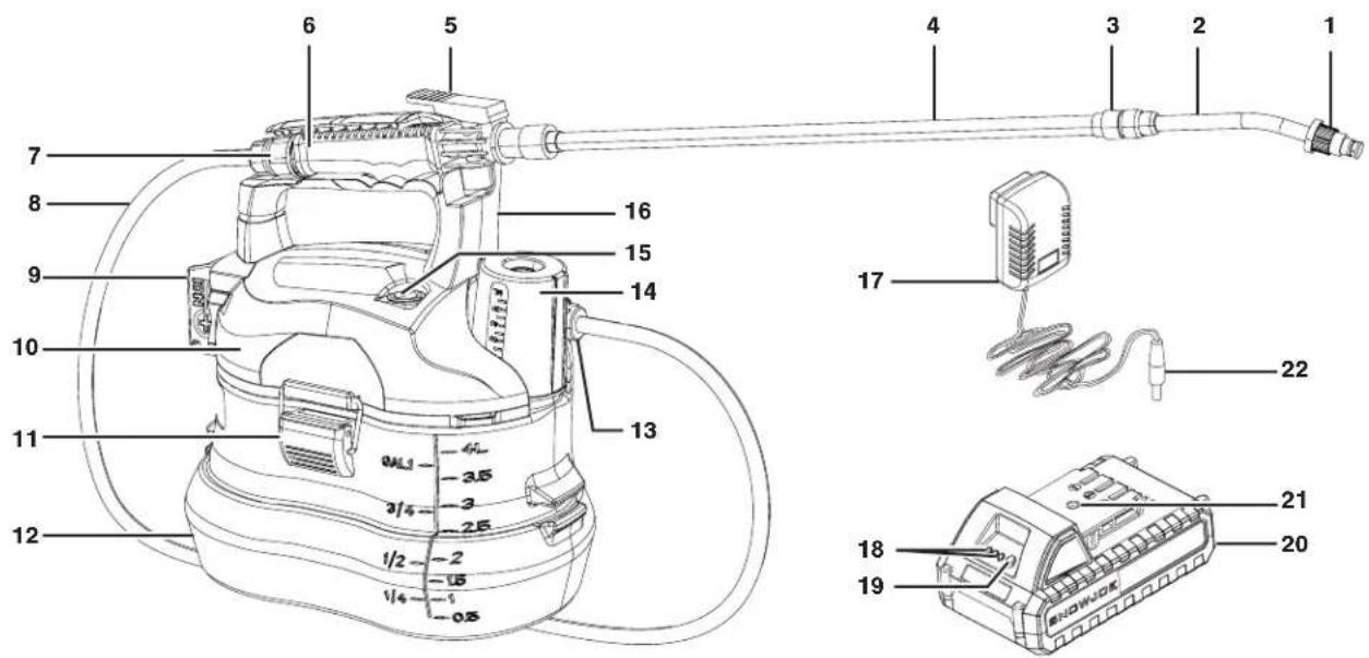 Sun Joe 24VGSLTW - Apprenez à mieux connaître votre pulvérisateur de jardin de produits chimiques sans cordon - 1