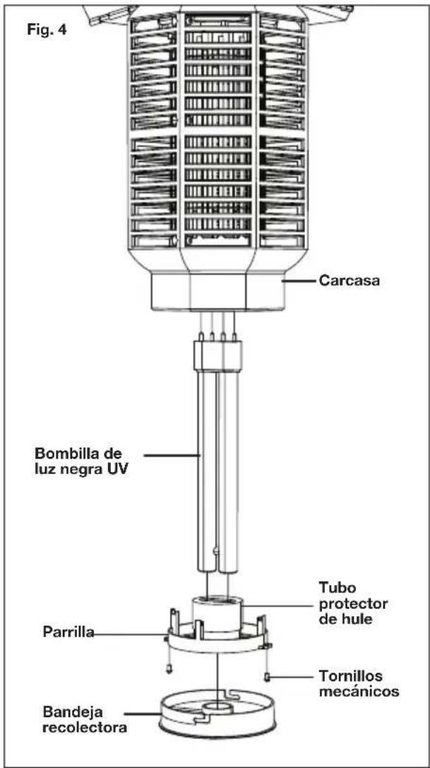 Sun Joe SJBZ18W - Reemplazo de la bombilla de luz negra UV (Fig. 4) - 1