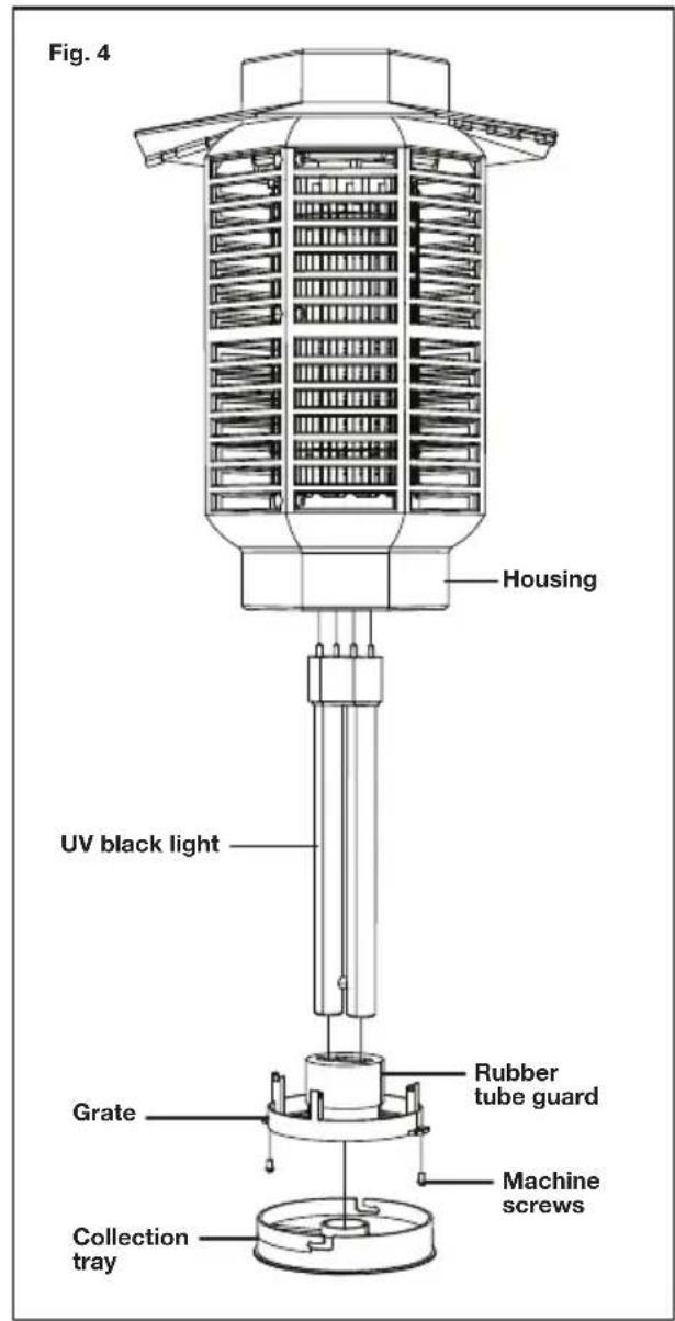 Sun Joe SJBZ18W - Replacing the UV Black Light (Fig. 4) - 1