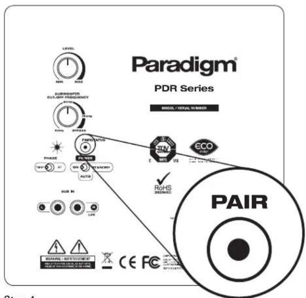 Paradigm PDR W100 - 'PAIRING' YOUR WIRELESS SUBWOOFER WITH THE TRANSMITTER - 4