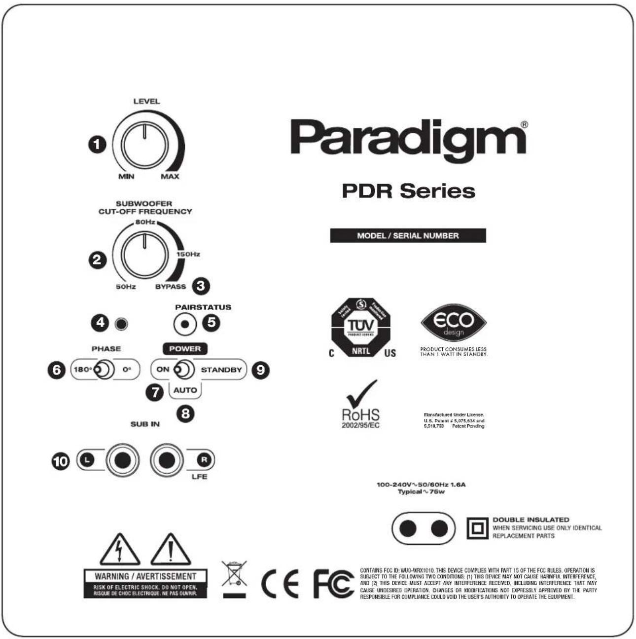 Paradigm PDR W100 - IMPORTANT SAFETY INSTRUCTIONS - 1
