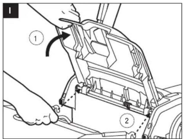 Technical diagram showing a mechanical assembly with labeled parts and directional arrow indicating rotation or movement.