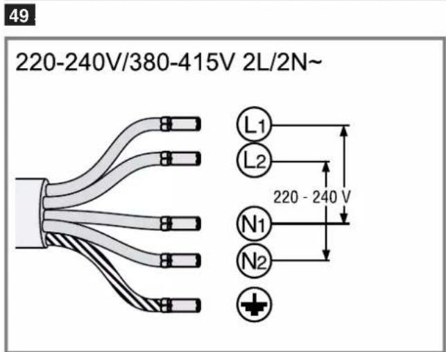 49 220-240V/380-415V 2L/2N~ L1 L2 220 - 240 V N1 N2