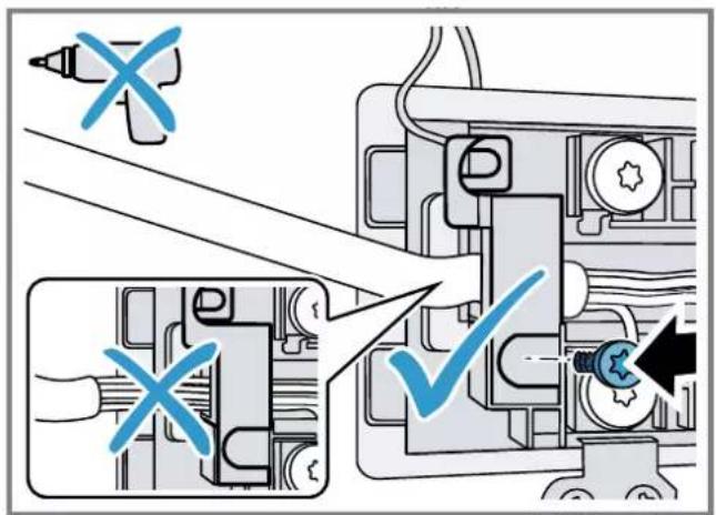 Technical diagram showing mechanical assembly with labeled components and checkmark indicators