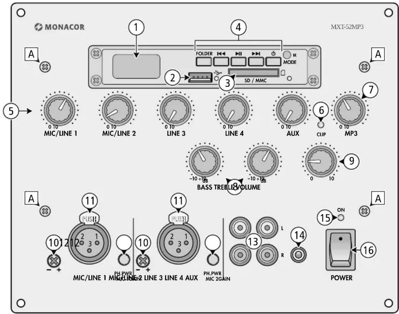 Monacor MXT52 MP3 - MXT-52 MP3 - 1