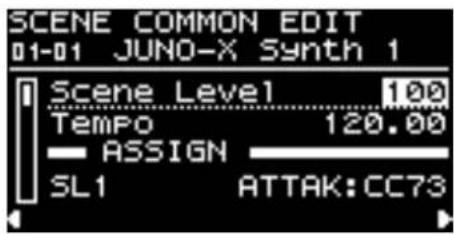ROLAND JUNOX - Configuration des paramètres de Scene Common (Scene Edit) - 1